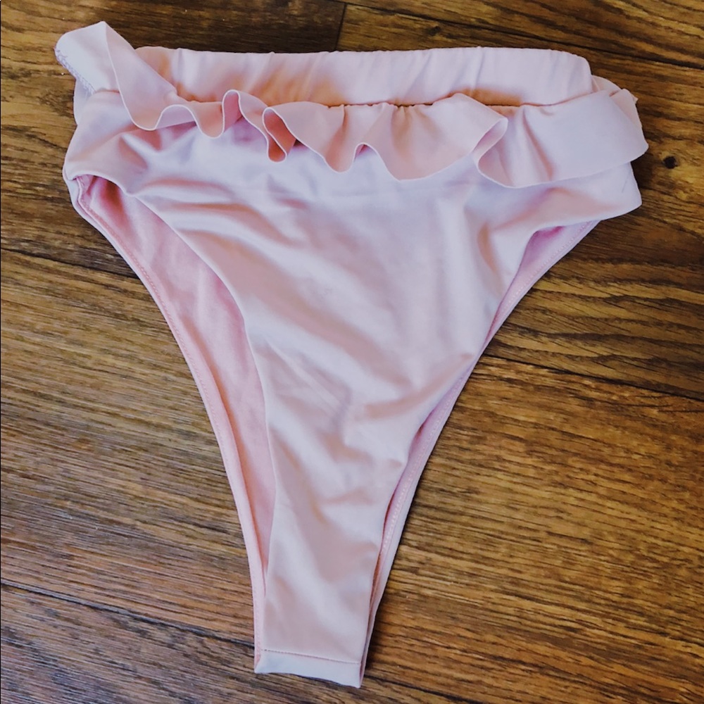pink high waisted bikini bottom